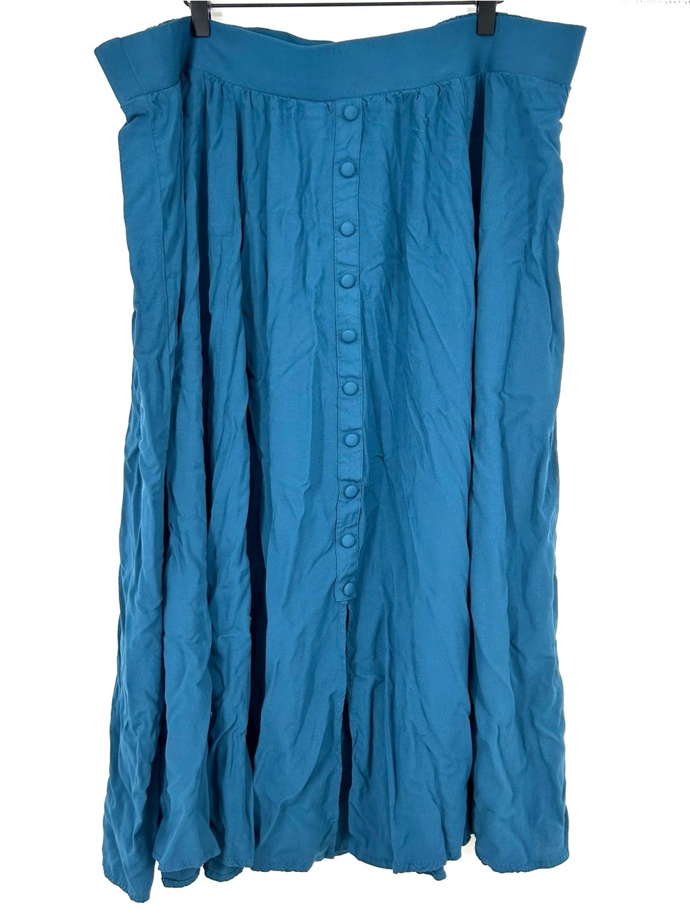 Torrid Button Front Midi Skirt Teal Blue